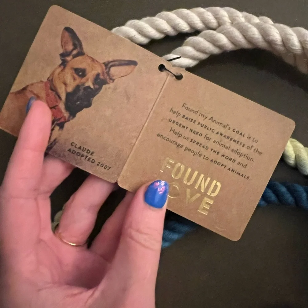 NWT Found My Dog Teal Blue Ombre Rope Knotted Twisted Dog Leash